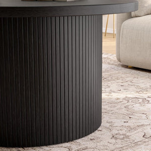 31.5 inch round coffee table, living room roll - up coffee table, mid - century modern wood coffee table - Wigtrends