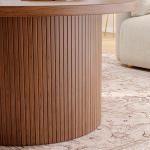 31.5 inch round coffee table, living room roll - up coffee table, mid - century modern wood coffee table - Wigtrends