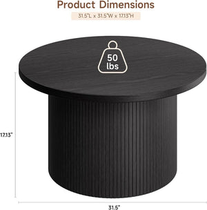 31.5 inch round coffee table, living room roll - up coffee table, mid - century modern wood coffee table - Wigtrends