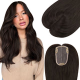 3*5inch Human Hair Topper For Women Invisible Darkest Brown Wigs Hair Piece - Wigtrends