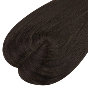 3*5inch Human Hair Topper For Women Invisible Darkest Brown Wigs Hair Piece - Wigtrends