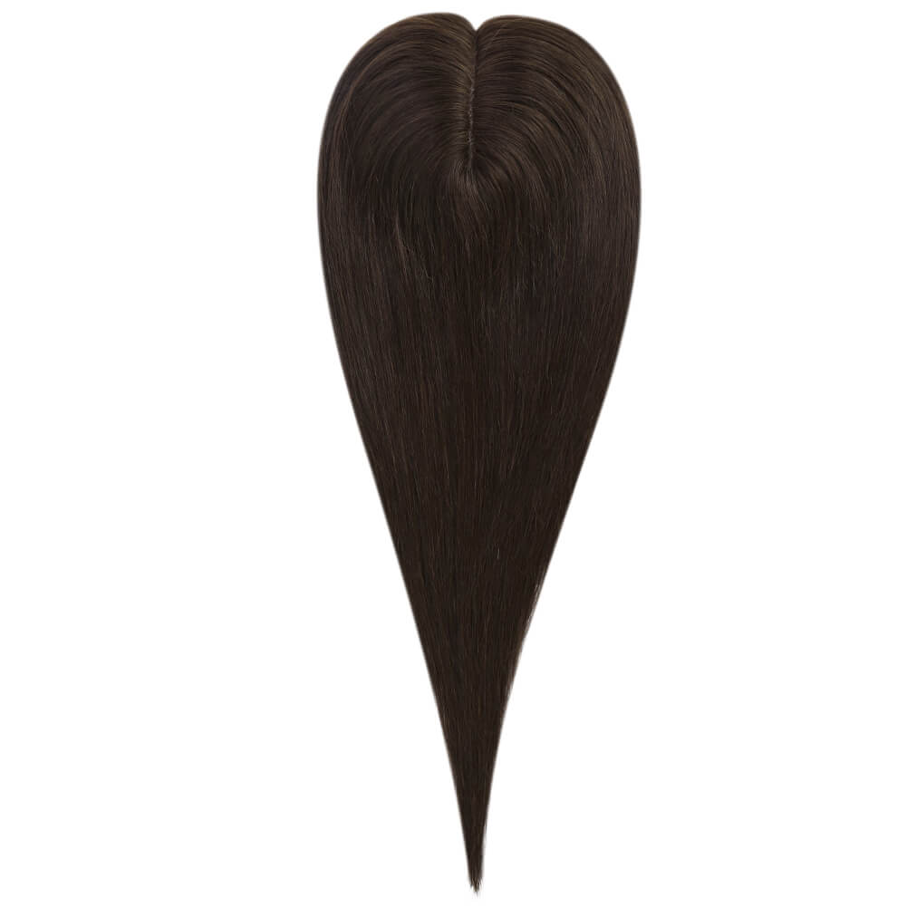 3*5inch Human Hair Topper For Women Invisible Darkest Brown Wigs Hair Piece - Wigtrends