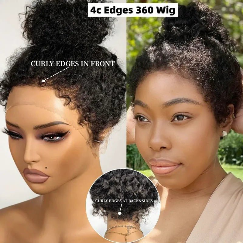 360 Lace Curly Edegs Invisible Strap Curly Wig - Wigtrends