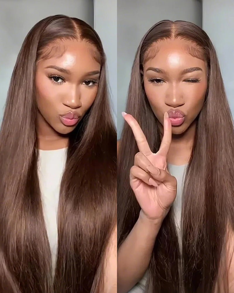 3S - Super Silky Straight Glueless 13x4 Lace Frontal Wig Pre - Plucked Bleached Breathable Cap Human Hair Wigs - Wigtrends