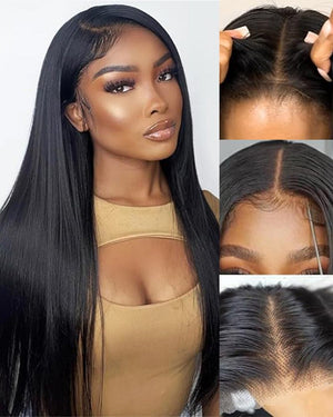 3S - Super Silky Straight Glueless 13x4 Lace Frontal Wig Pre - Plucked Bleached Breathable Cap Human Hair Wigs - Wigtrends