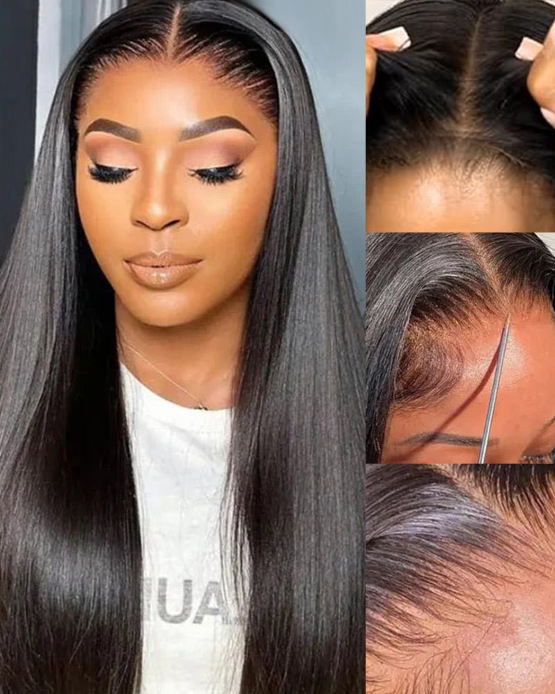 3S - Super Silky Straight Glueless 13x4 Lace Frontal Wig Pre - Plucked Bleached Breathable Cap Human Hair Wigs - Wigtrends