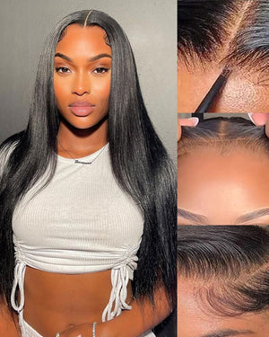 3S - Super Silky Straight Glueless 13x4 Lace Frontal Wig Pre - Plucked Bleached Breathable Cap Human Hair Wigs - Wigtrends