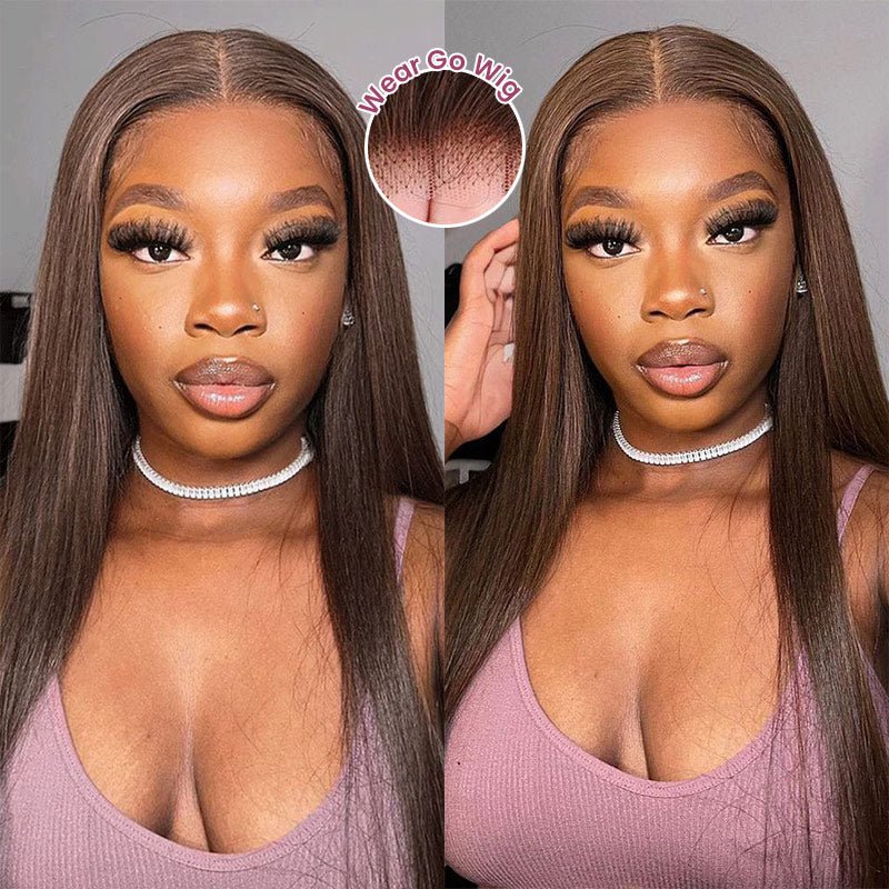 3S - Super Silky Straight Glueless 13x4 Lace Frontal Wig Pre - Plucked Bleached Breathable Cap Human Hair Wigs - Wigtrends