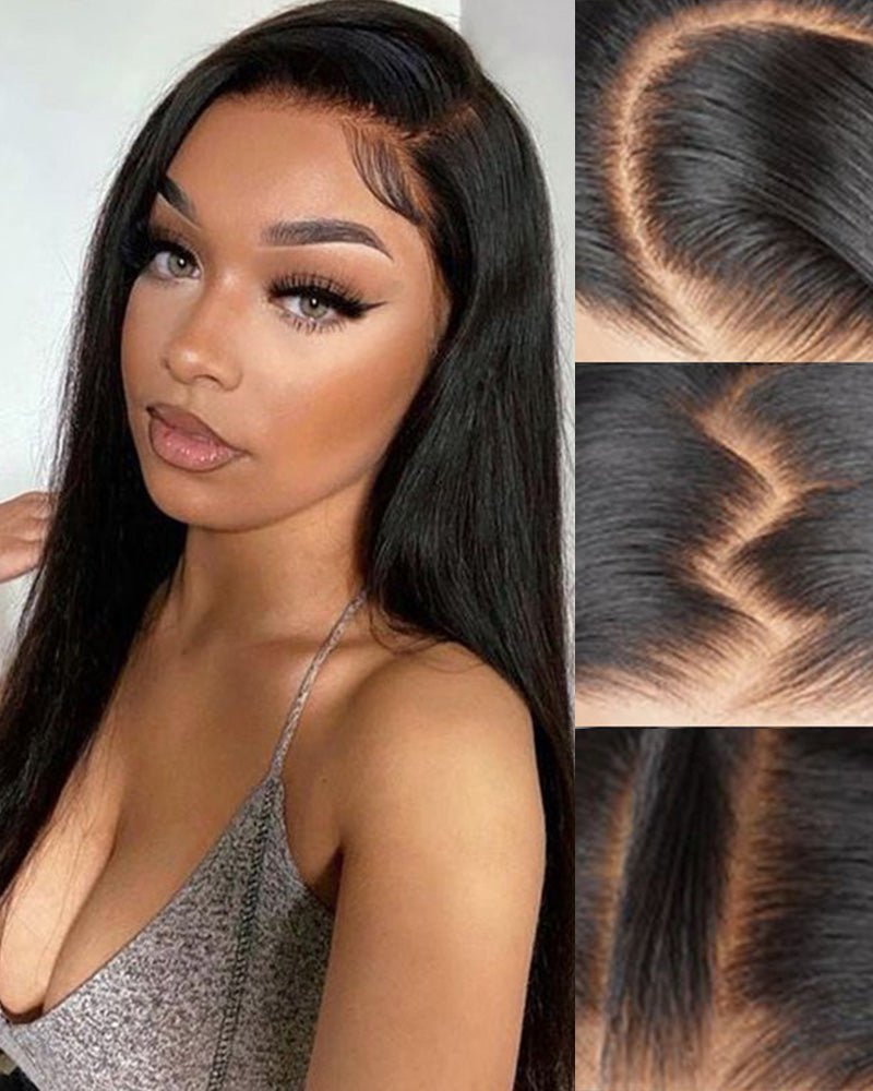 3S - Super Silky Straight Glueless 13x4 Lace Frontal Wig Pre - Plucked Bleached Breathable Cap Human Hair Wigs - Wigtrends