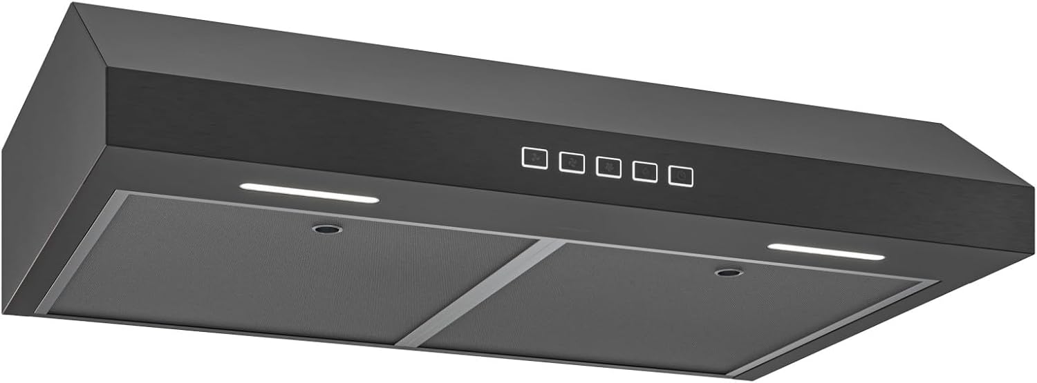 Broan-NuTone BCSQ130SS Three-Speed Glacier Under-Cabinet Range Hood with LED Lights ADA Capable, 1.5 Sones, 375 Max Blower CFM, 30-Inch, Stainless Steel