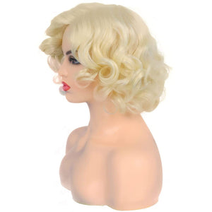 Short Curly White Wig for Women Synthetic Natural Wavy Costume Wig - Wigtrends