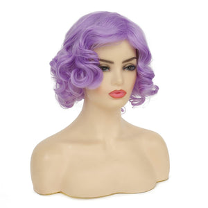 Short Curly White Wig for Women Synthetic Natural Wavy Costume Wig - Wigtrends