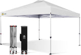 Crown Shades 10x10 Pop Up Canopy - Beach Tent with One Push Setup - Outdoor Sun Shade for Events, Parties, Camping - Gazebo with STO-N-Go Cover Bag, Silver Coated Top, 3 Height& 4 Sand Bags, Sky Blue