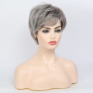 Short Grey Human Hair Wigs for Women Natural Pixie Cut Wig Daily Hair - Wigtrends