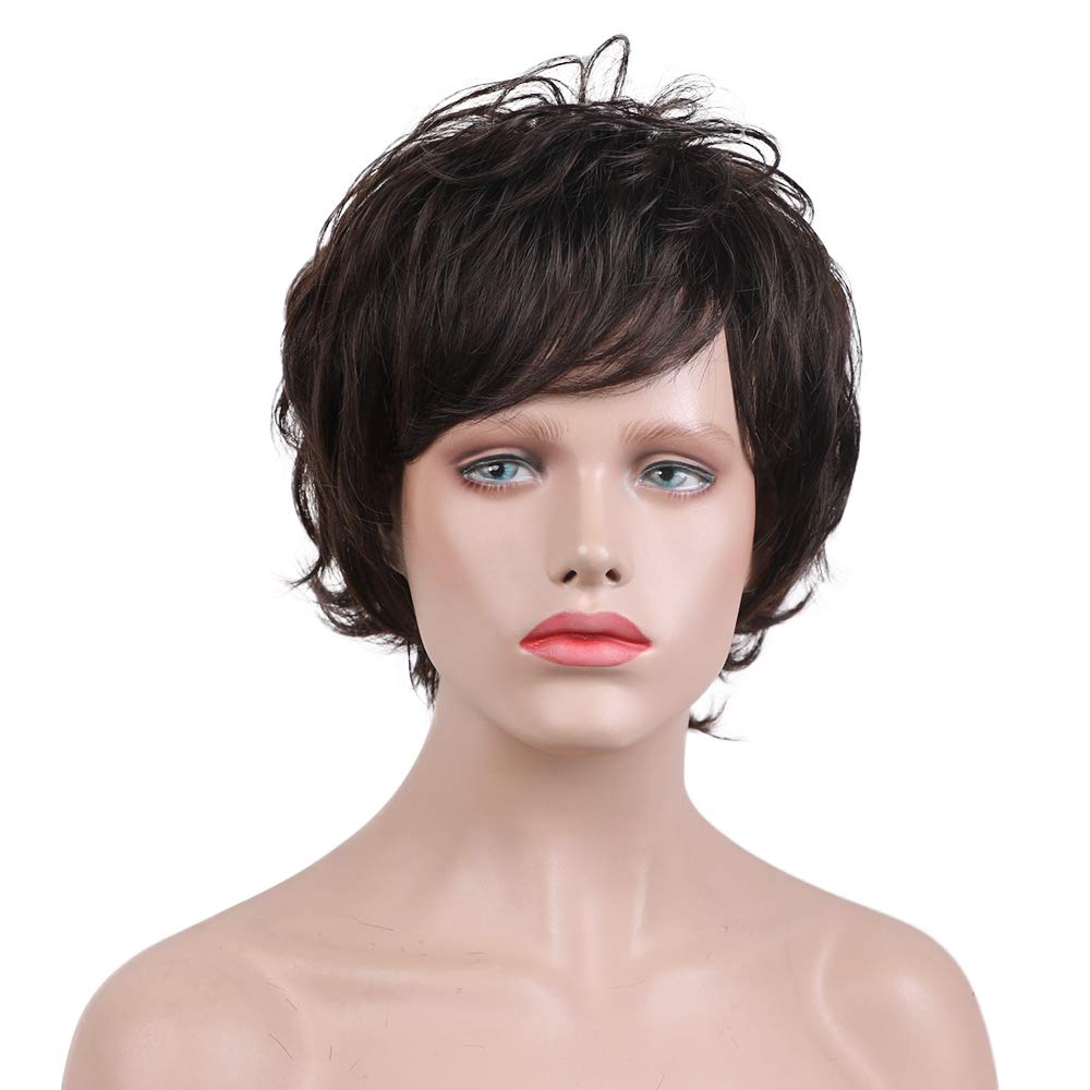 Pixie Cut Wig Short Wigs with Bangs Fiber & Remy Human Hair Wig - Wigtrends