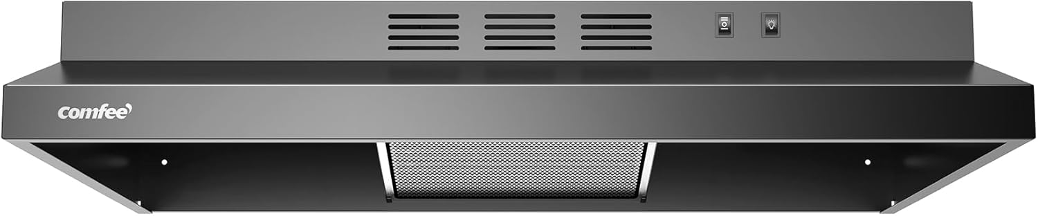 Comfee CVU30W4AST 30 inch Under Cabinet Ducted/Ductless Convertible Slim Vent Durable Stainless Steel Kitchen Reusable Filter, 3 Speed Exhaust Fan and 2 LED Lights Range Hood, 2.0 Version