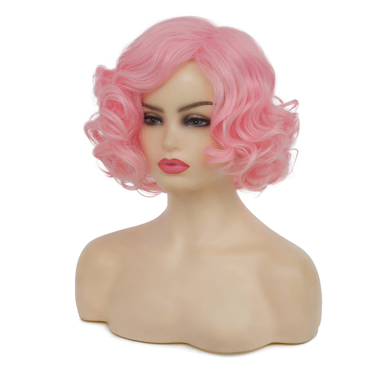 Short Curly White Wig for Women Synthetic Natural Wavy Costume Wig - Wigtrends