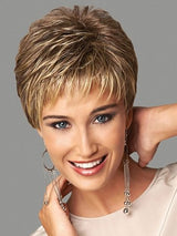 Short Grey Pixie Cut Wigs for White Women Layered Short Silver White Wigs Synthetic