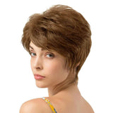 Pixie Layered Short Blonde Wigs Blonde Mixed Brown Human Hair Wigs