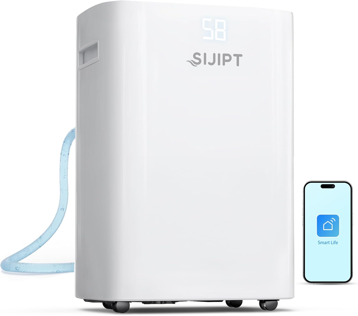 80 Pints Dehumidifier with Pump, Sijipt Energy Star Dehumidifier for Basement Home and Large Room with 6.56 inch Drain Hose, Auto-Shutoff 24H Timer, and Memory Starting