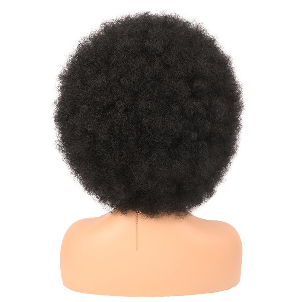 70s Dark Grey Afro Curly Wigs Synthetic Hair - Wigtrends