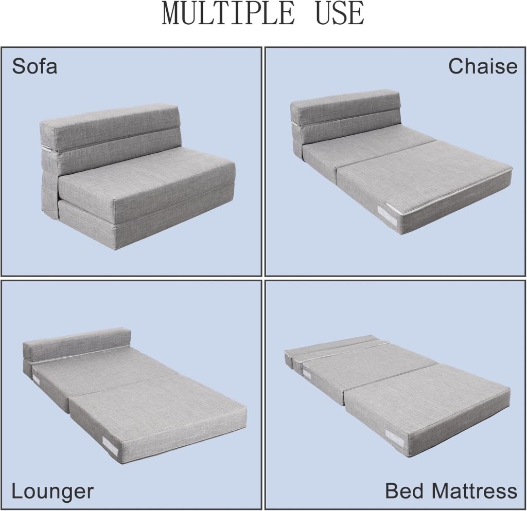 60 inch pull out sofa bed, memory foam sofa with 2 pillows, futon bed, guest bed and pull out sofa, - Wigtrends