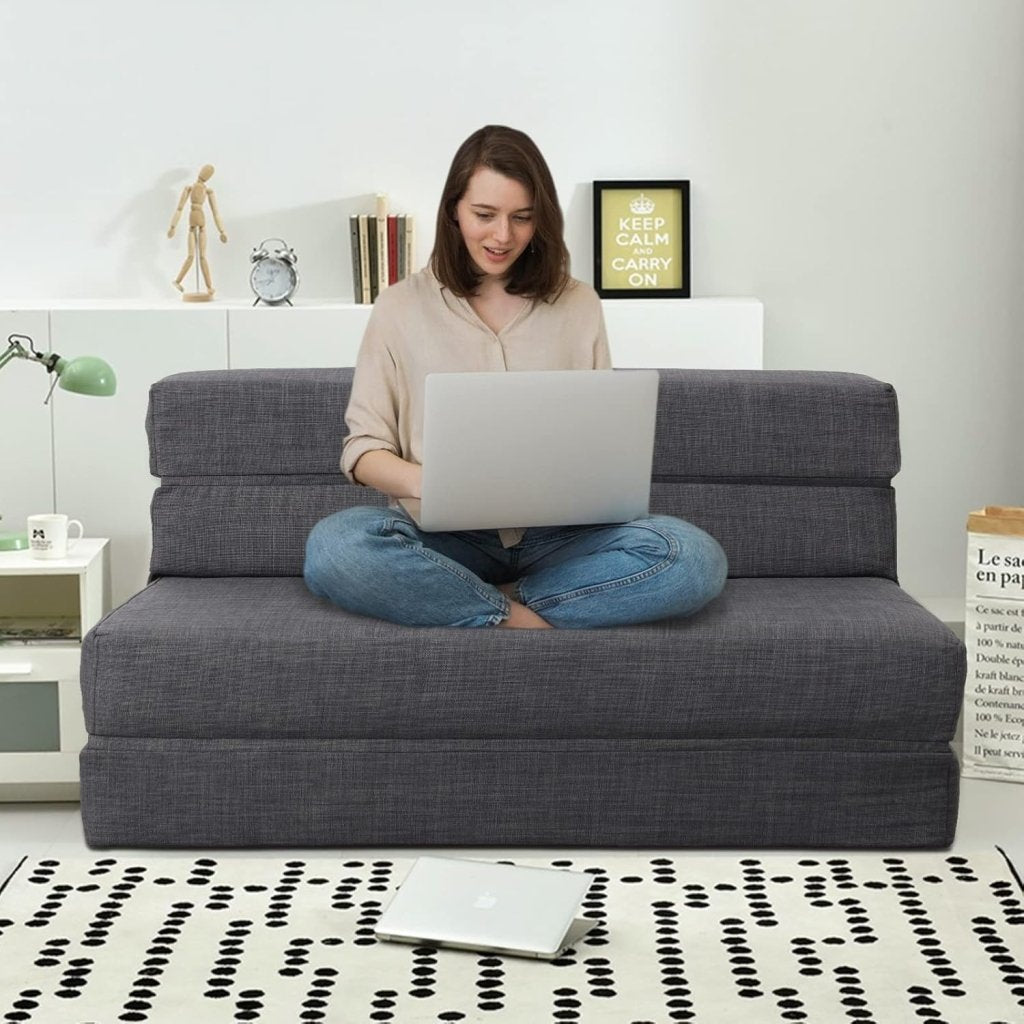 60 inch pull out sofa bed, memory foam sofa with 2 pillows, futon bed, guest bed and pull out sofa, - Wigtrends