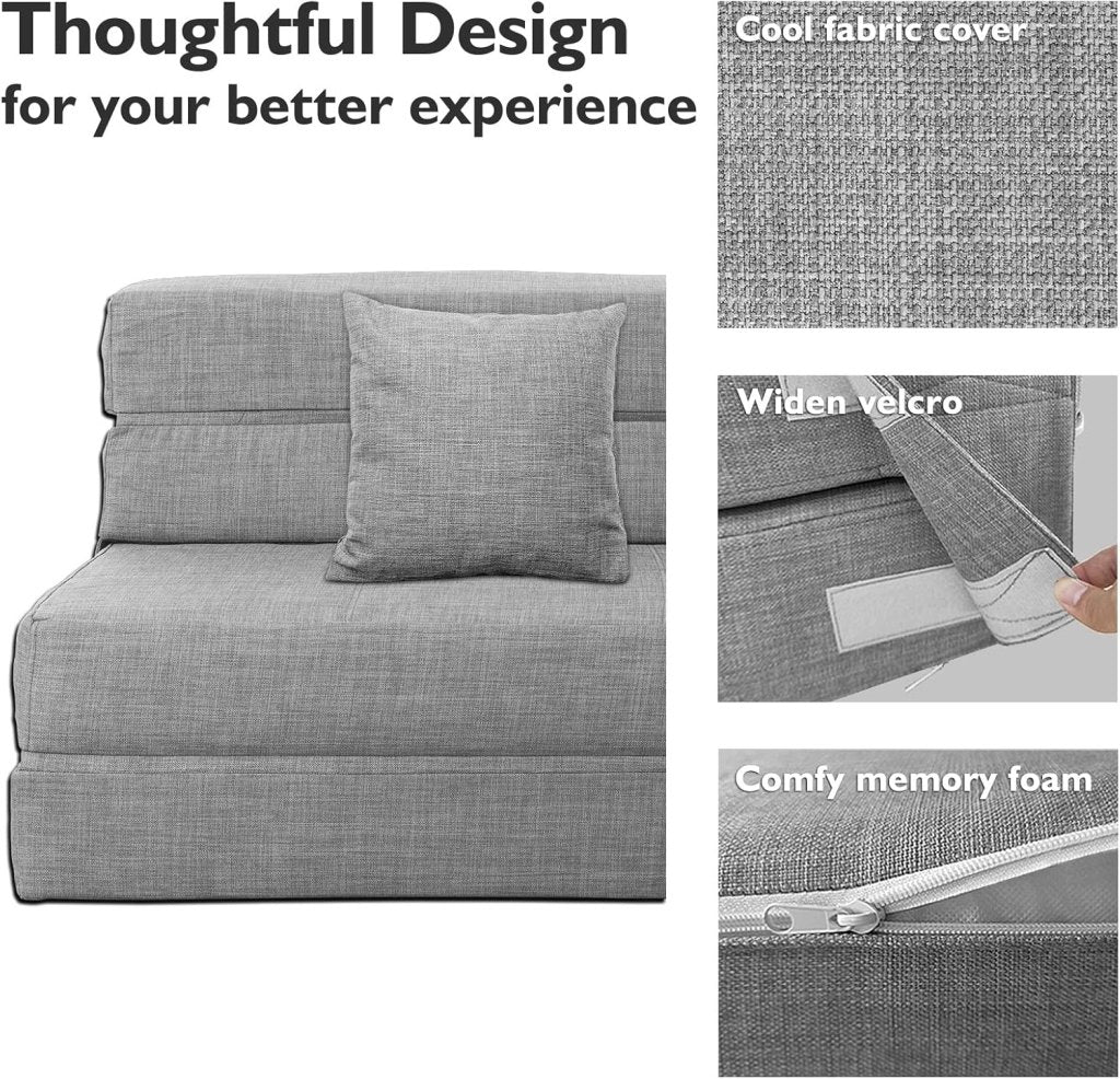 60 inch pull out sofa bed, memory foam sofa with 2 pillows, futon bed, guest bed and pull out sofa, - Wigtrends