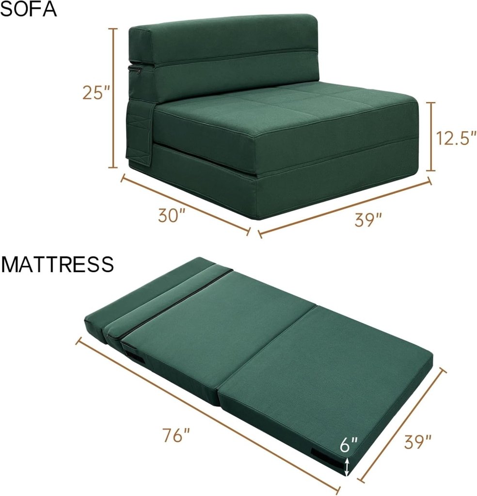 60 inch pull out sofa bed, memory foam sofa with 2 pillows, futon bed, guest bed and pull out sofa, - Wigtrends