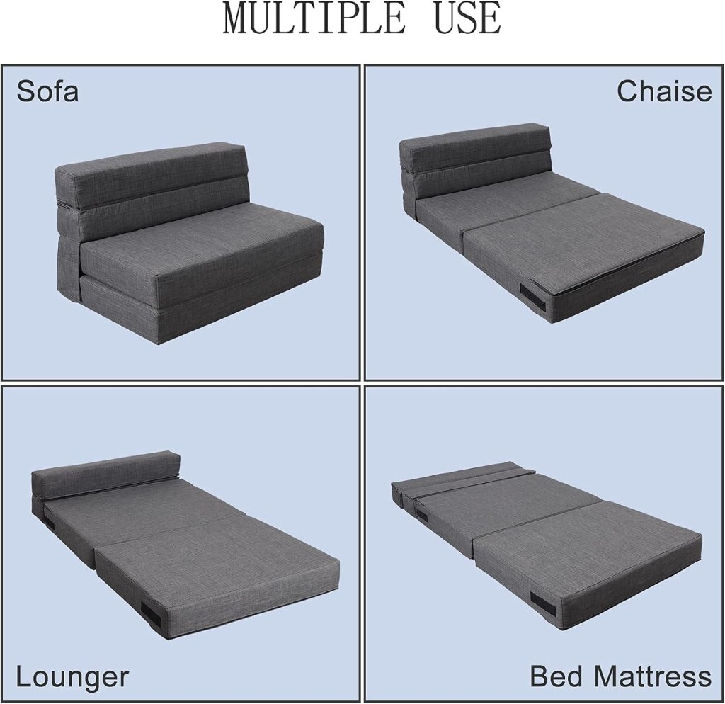 60 inch pull out sofa bed, memory foam sofa with 2 pillows, futon bed, guest bed and pull out sofa, - Wigtrends