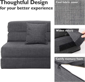 60 inch pull out sofa bed, memory foam sofa with 2 pillows, futon bed, guest bed and pull out sofa, - Wigtrends