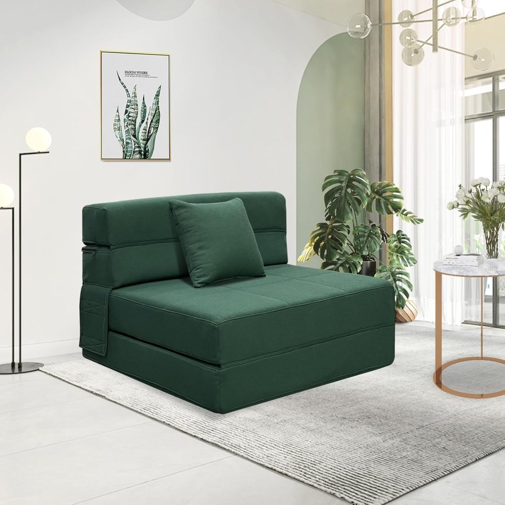 60 inch pull out sofa bed, memory foam sofa with 2 pillows, futon bed, guest bed and pull out sofa, - Wigtrends
