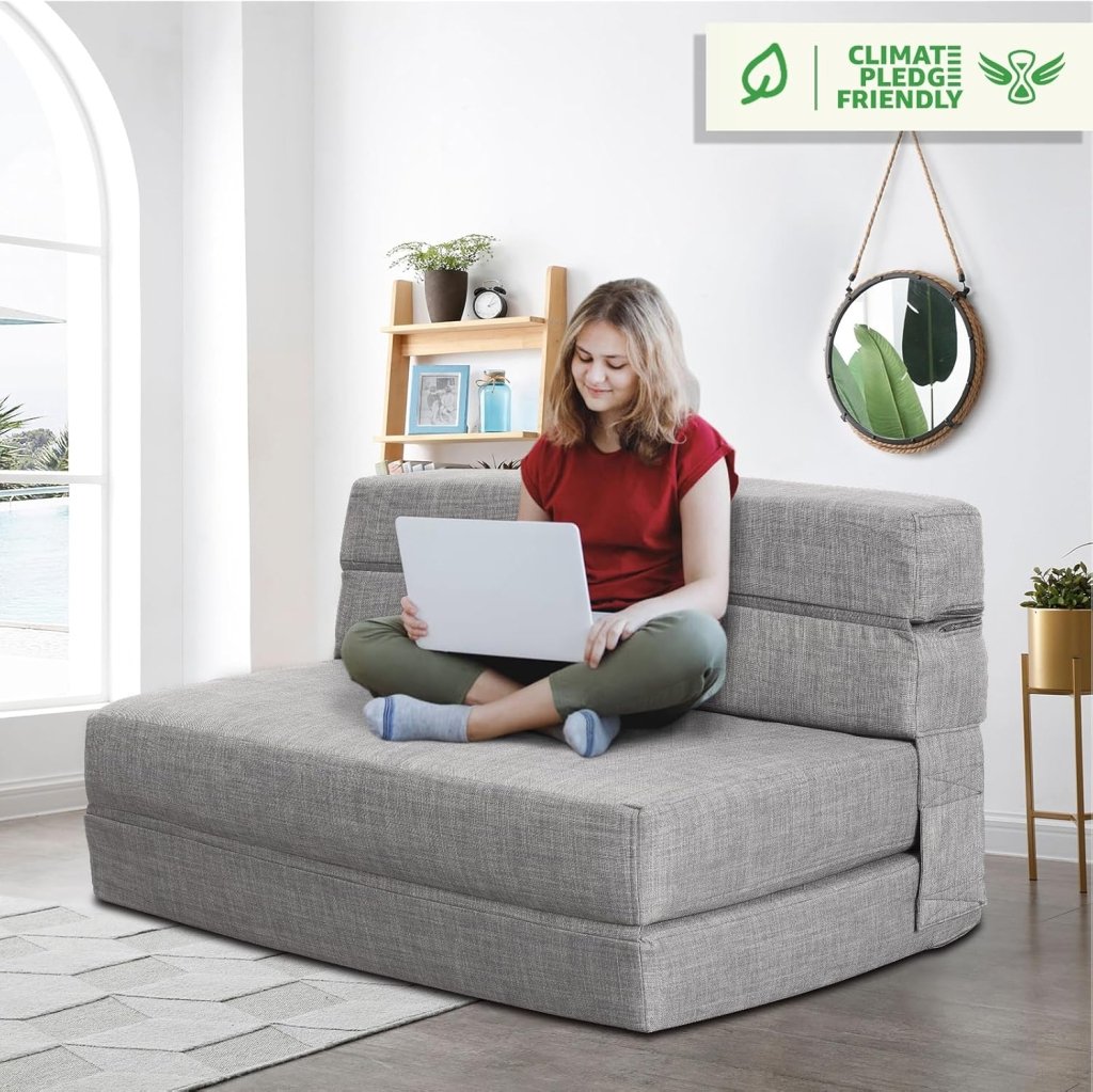 60 inch pull out sofa bed, memory foam sofa with 2 pillows, futon bed, guest bed and pull out sofa, - Wigtrends