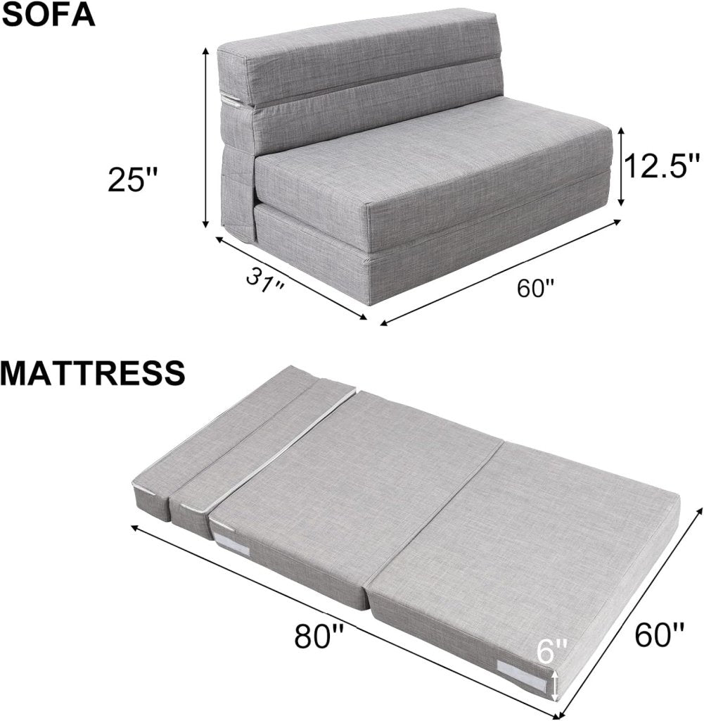 60 inch pull out sofa bed, memory foam sofa with 2 pillows, futon bed, guest bed and pull out sofa, - Wigtrends