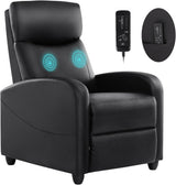 DUMOS Recliner Chair for Adults, Massage Reclining Chair for Living Room, Adjustable Home Theater Seating Single Sofa with Padded Seat Backrest and Footrest, Linen, Grey