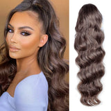 Body Wave Ponytail hair Extension Human Hair Wigs Wrap Around Drawstring Curly Wavy Ponytail Hairpieces(Silver Grey）