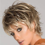 Short Grey Pixie Cut Wigs for White Women Layered Short Silver White Wigs Synthetic