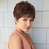 Pixie Layered Short Blonde Wigs Blonde Mixed Brown Human Hair Wigs