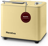 Neretva Bread Maker, 20-IN-1 2LB Bread Machine Dual Heater Bread Maker Machine Automatic with Nonstick Ceramic Pan, 15H Timer & 1H Keep Warm Set, Low Noise, Stainless Steel Breadmaker Recipe-Silver