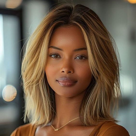 613 Blonde Layered Cut Wavy Bob 13x4 Lace Wig Human Hair Wigs - Wigtrends