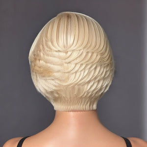 613 Blonde Pixie Cut Glueless 5x5 Closure Lace C Part Short Wig Human Hair - Wigtrends