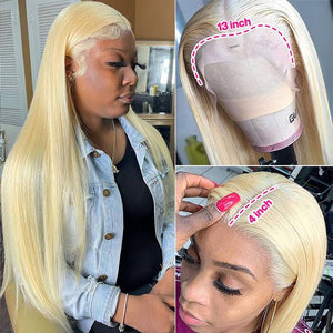 613 Blonde Straight Human Hair Lace Front Wigs For Women 13X4 HD Transparent Lace Wig With Baby Hair - Wigtrends