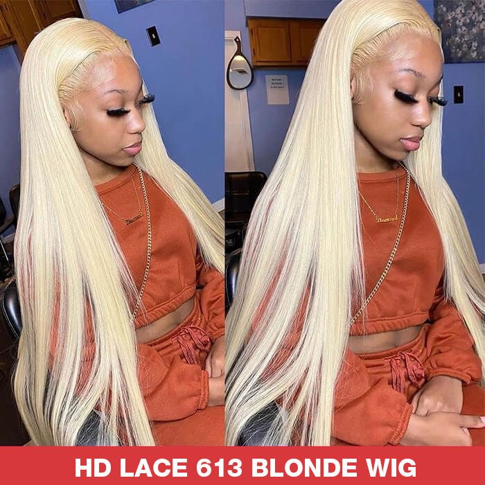 613 Blonde Straight Human Hair Lace Front Wigs For Women 13X4 HD Transparent Lace Wig With Baby Hair - Wigtrends