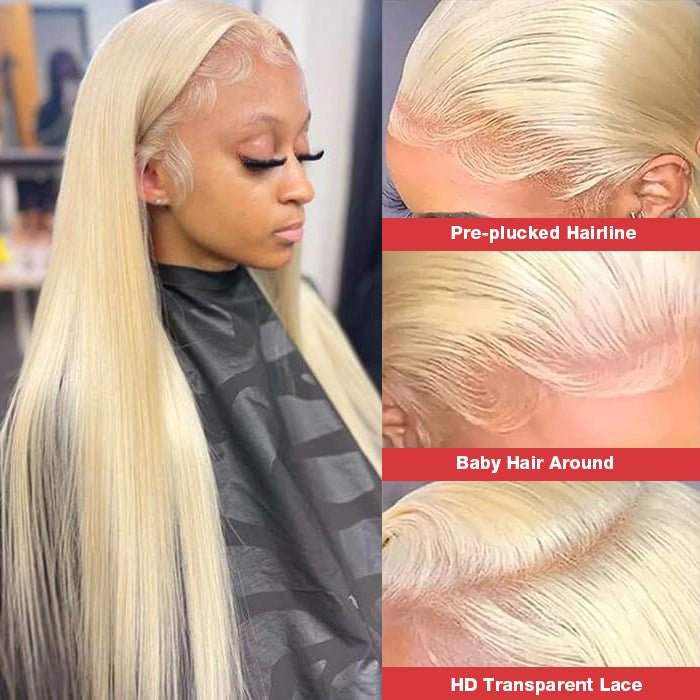 613 Blonde Straight Human Hair Lace Front Wigs For Women 13X4 HD Transparent Lace Wig With Baby Hair - Wigtrends