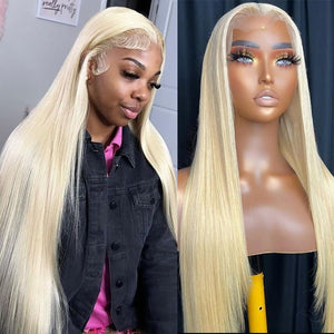 613 Blonde Straight Human Hair Lace Front Wigs For Women 13X4 HD Transparent Lace Wig With Baby Hair - Wigtrends