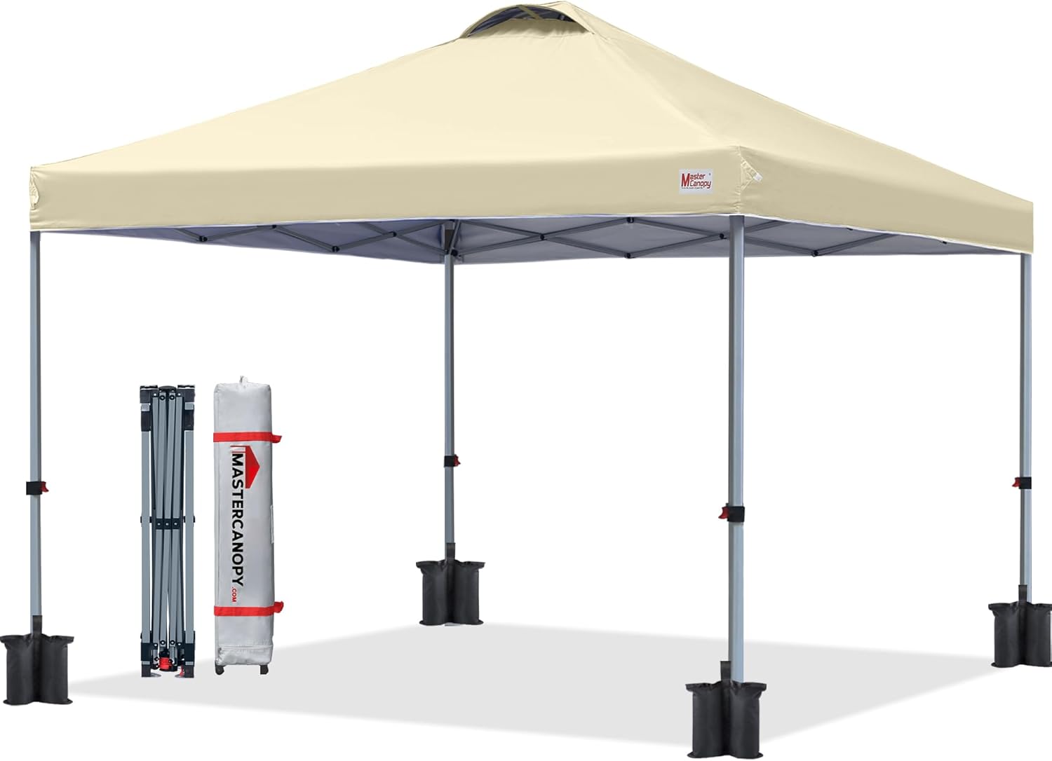 MASTERCANOPY Durable Pop-up Canopy Tent with Roller Bag (10x10, Black)