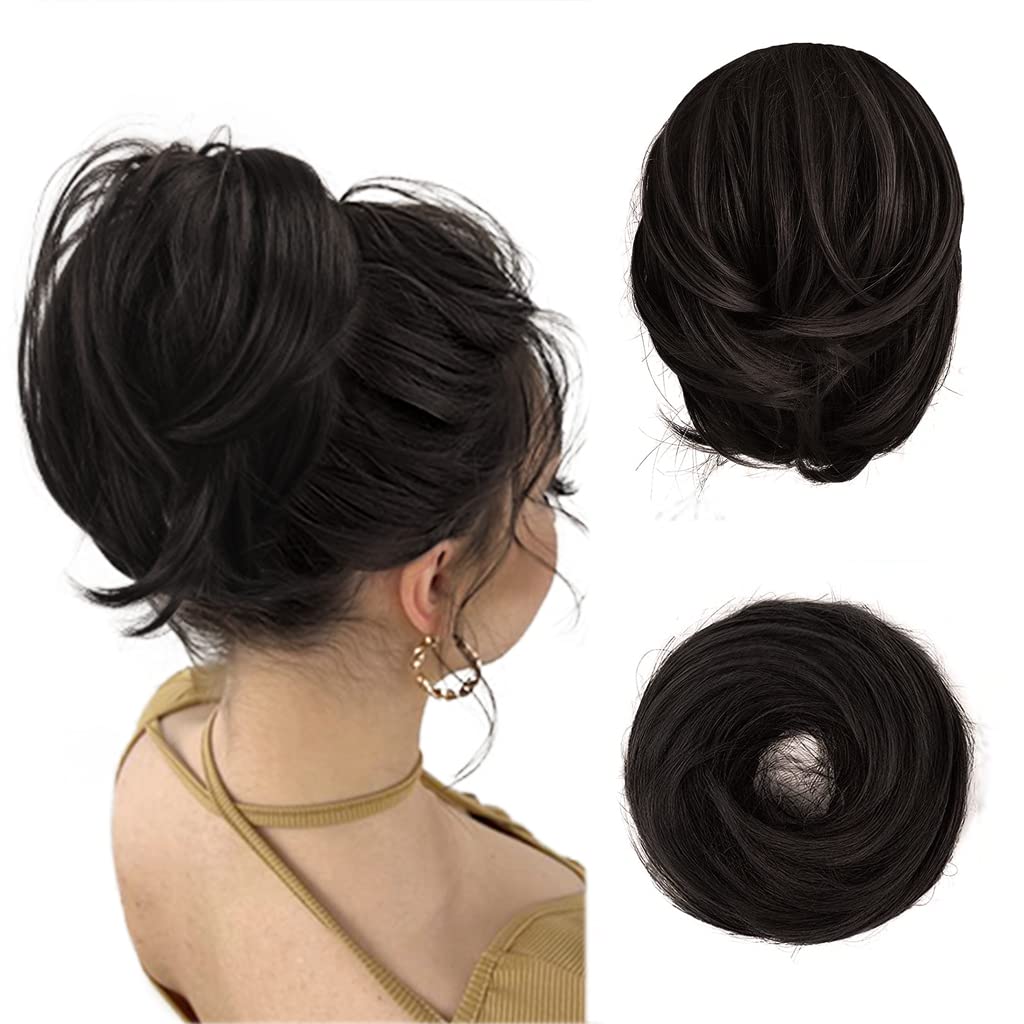 Hair Bun Ponytail Extension Straight Synthetic Hairpiece Fully Short Ponytail