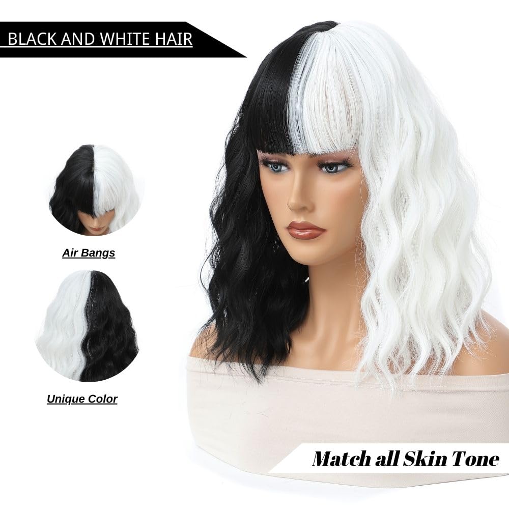 Blonde Wig with Bangs Short Bob Wavy Wig Loose Curly Shoulder Length human hair lace wigs - Wigtrends