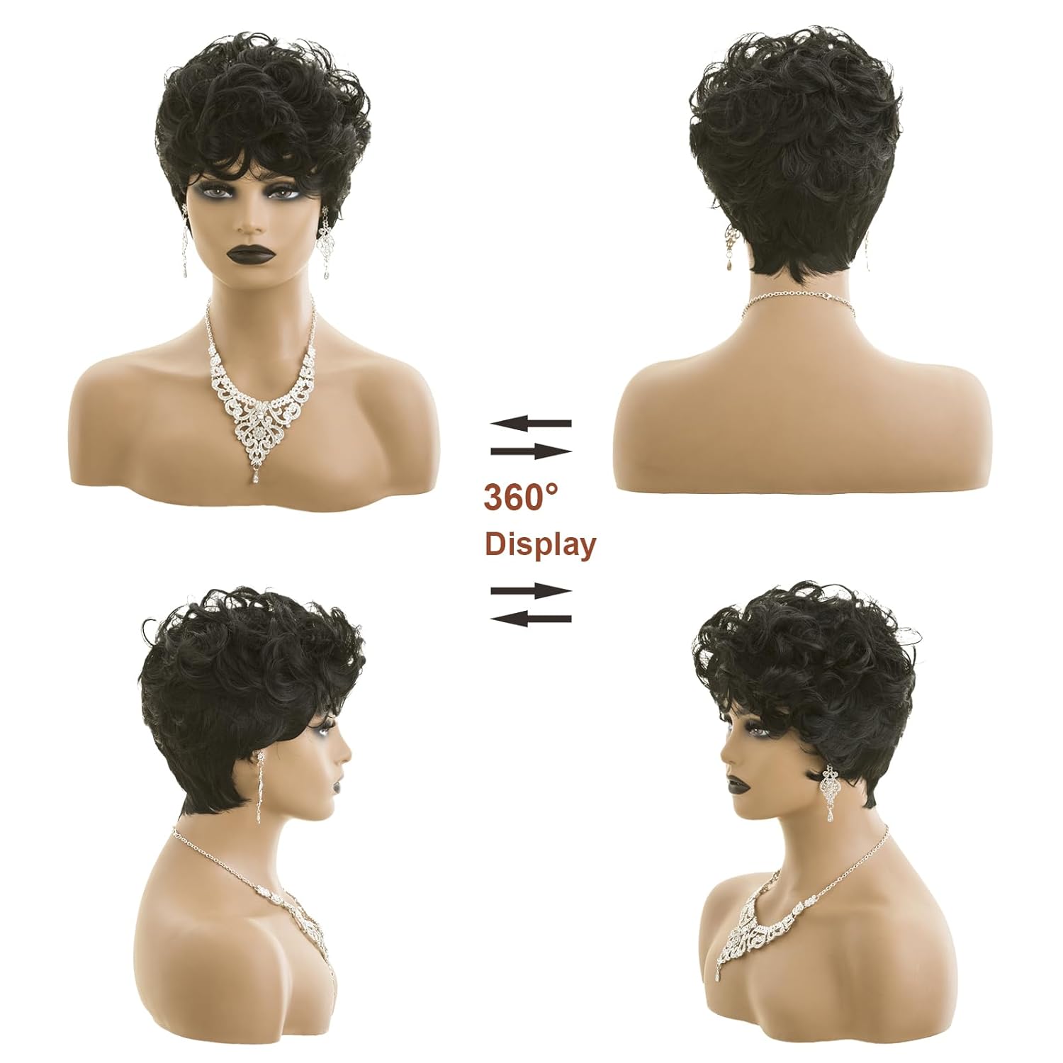 Pixie Cut Wig Short Wigs for Black Women Black Mixed With Grey Human Hair Wigs - Wigtrends