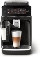 Philips Series 3300 Fully Automatic Espresso Coffee Machine - 6 Hot & Iced Drinks, LatteGo Milk System, 40% Quieter SilentBrew, Ceramic Grinder, Aquaclean Filter, Glossy Black (EP3341/50)